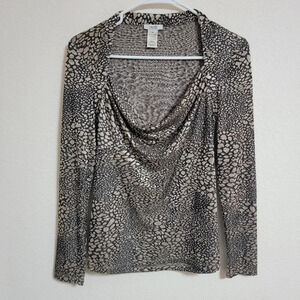 Cache Shimmery Cowl Neck Top